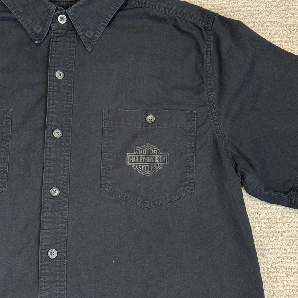Harley-Davidson Mens Black Skull Print Button Up Shirt L 96517-12VM - Picture 3 of 9